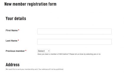 New member registration form