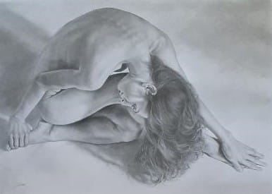 Of Silence and Slow Time Original drawing, Graphite on Bristol board Professionally Framed with a light coloured mount